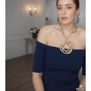 Vintage Dark Bronze Flexible Snake Coil Statement Sautoir Necklace bracelet 36"